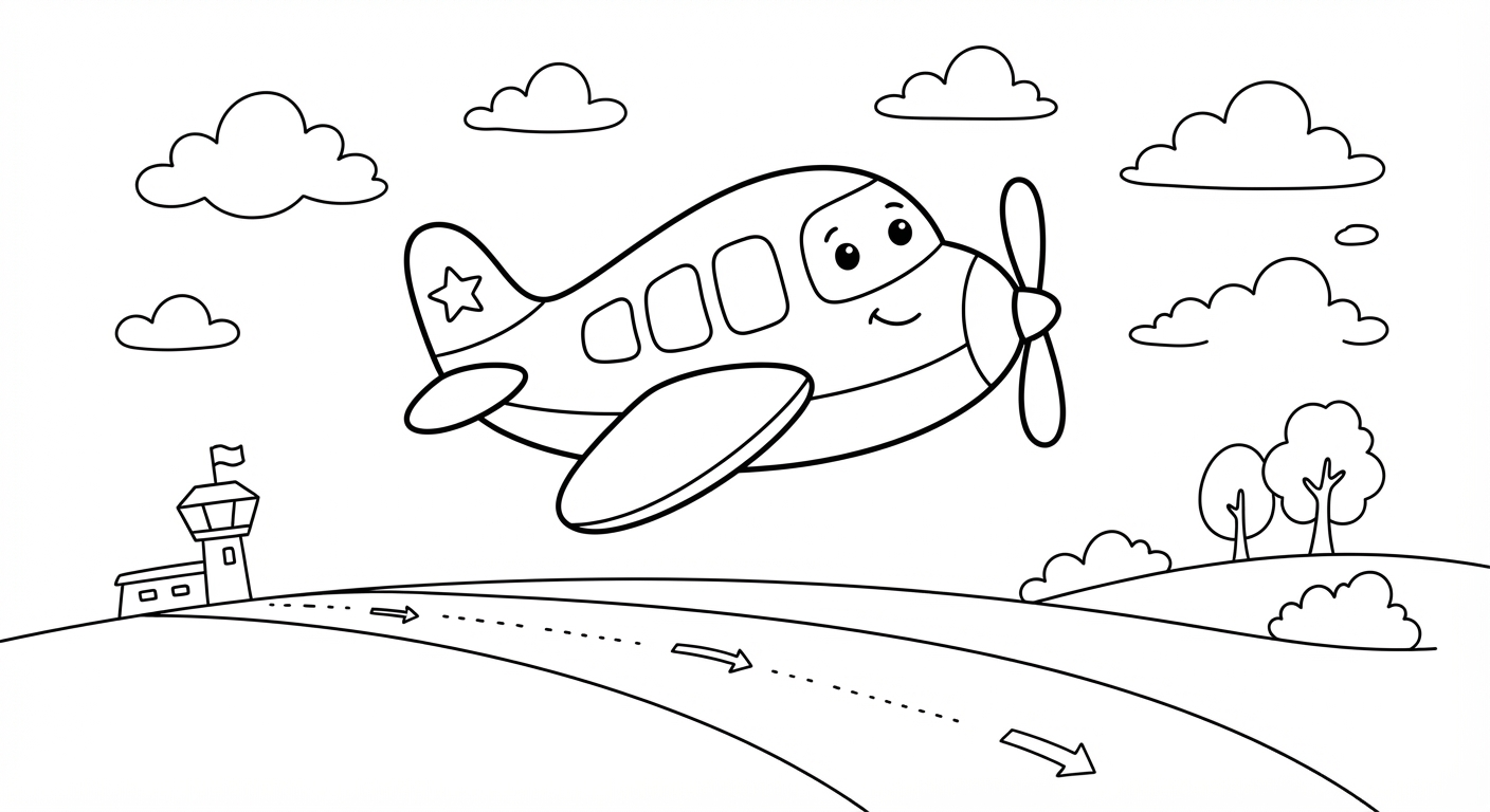 Airplane printable coloring picture