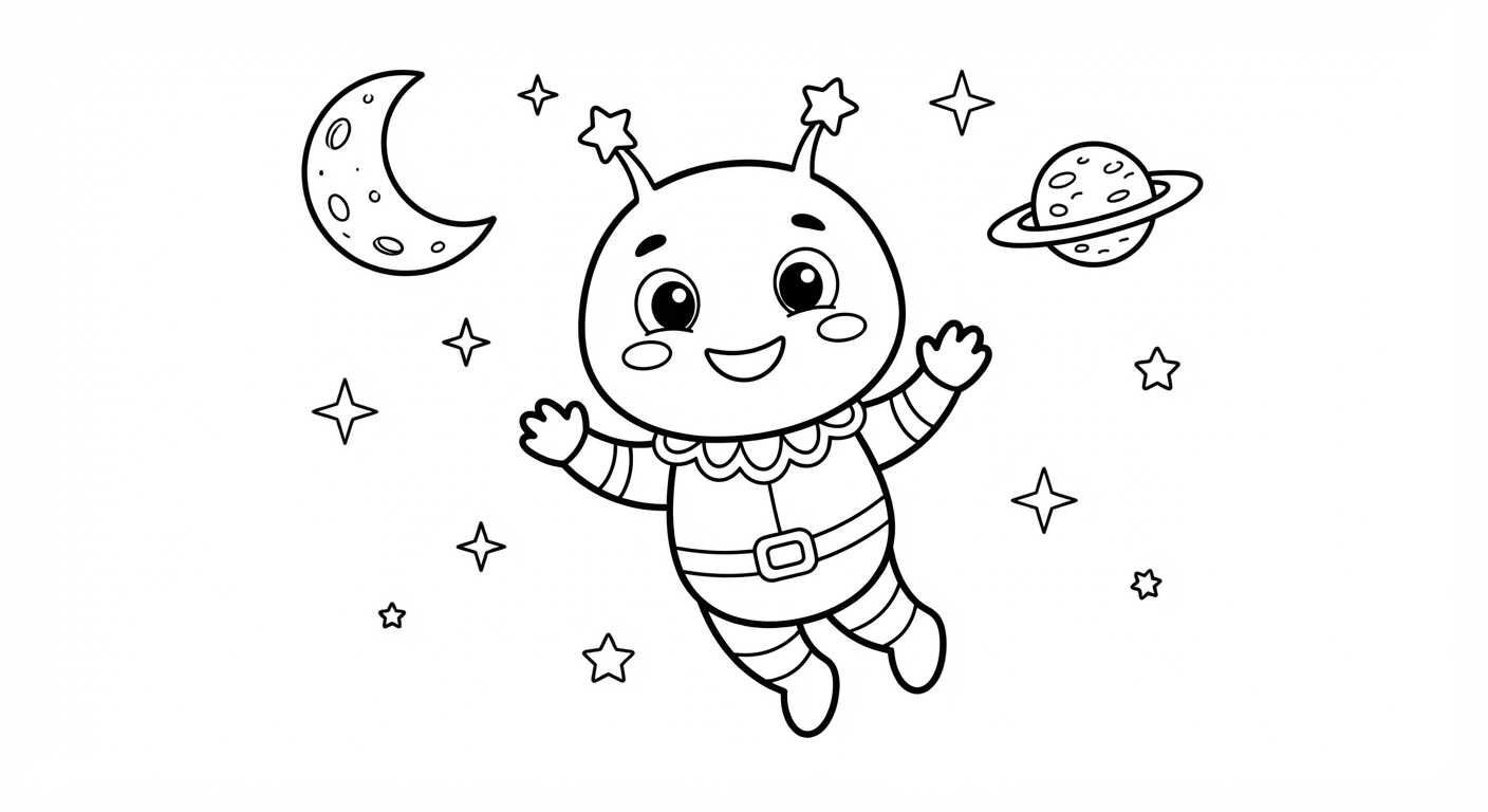 Alien printable coloring picture