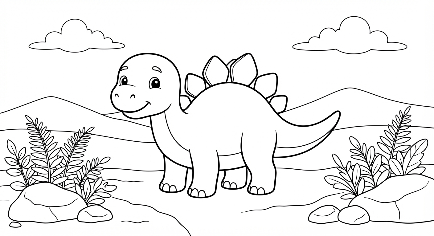 Baby Dinosaur printable coloring picture