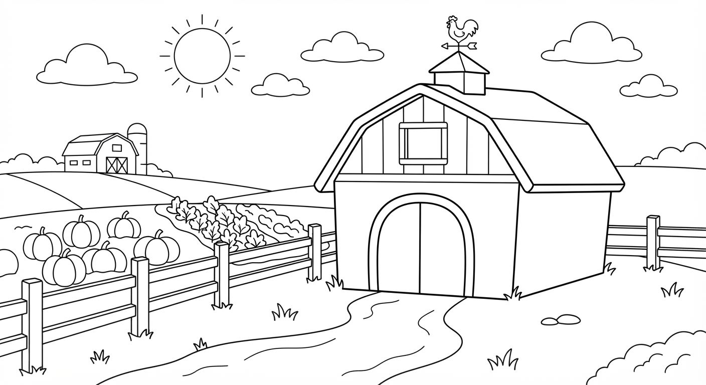 Barn printable coloring picture
