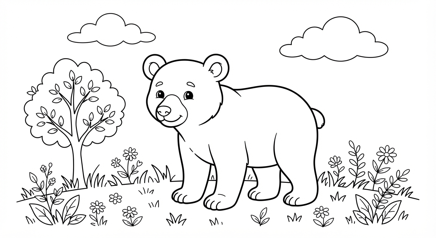 Bear Cub printable coloring picture