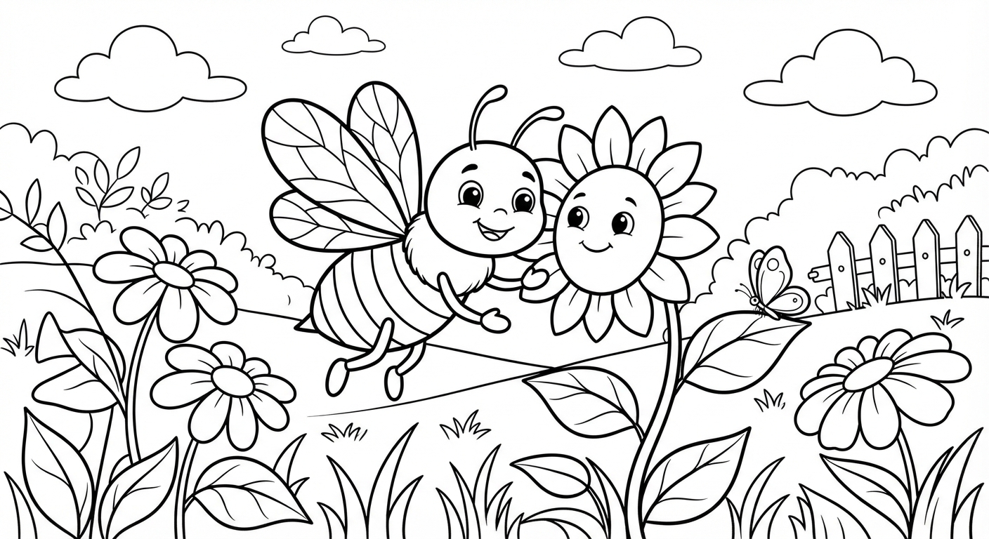 Bee printable coloring picture