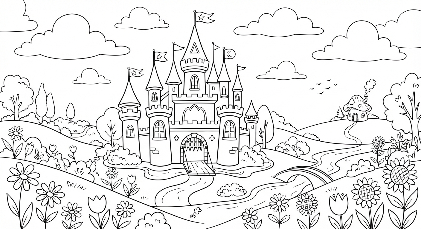 Castle printable coloring picture