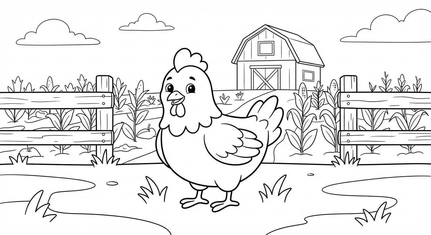 Chicken printable coloring picture