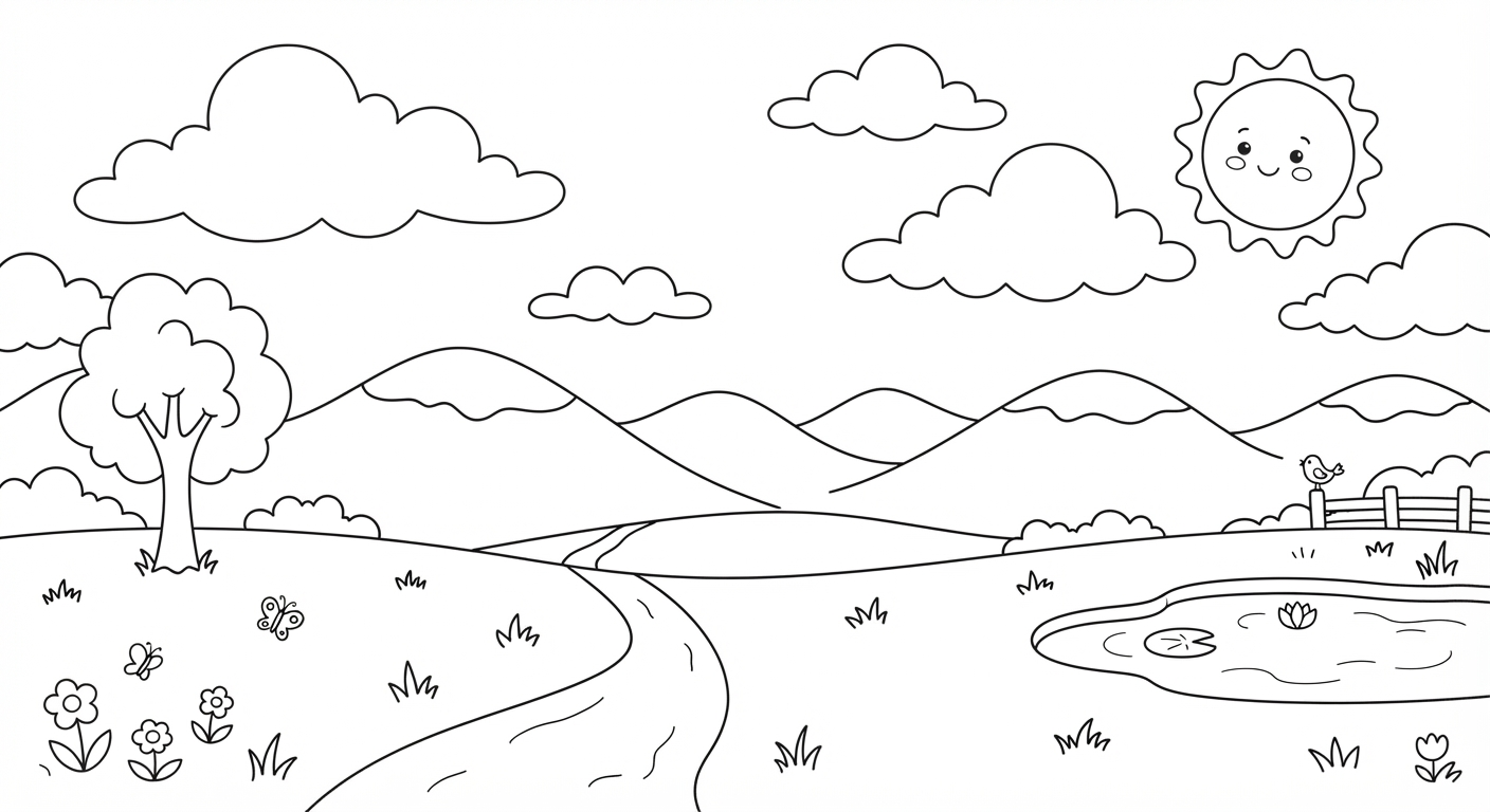 Clouds printable coloring picture