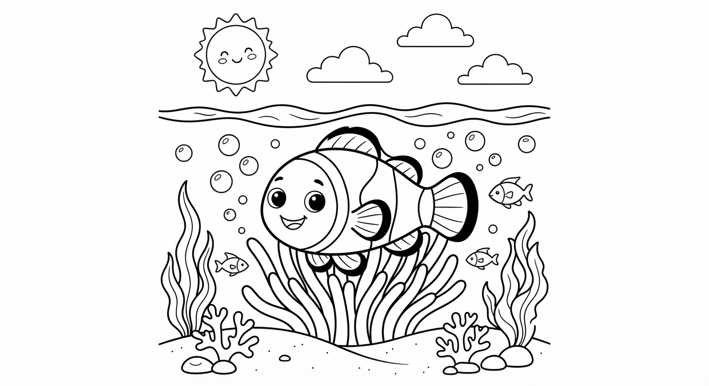 Clownfish printable coloring picture