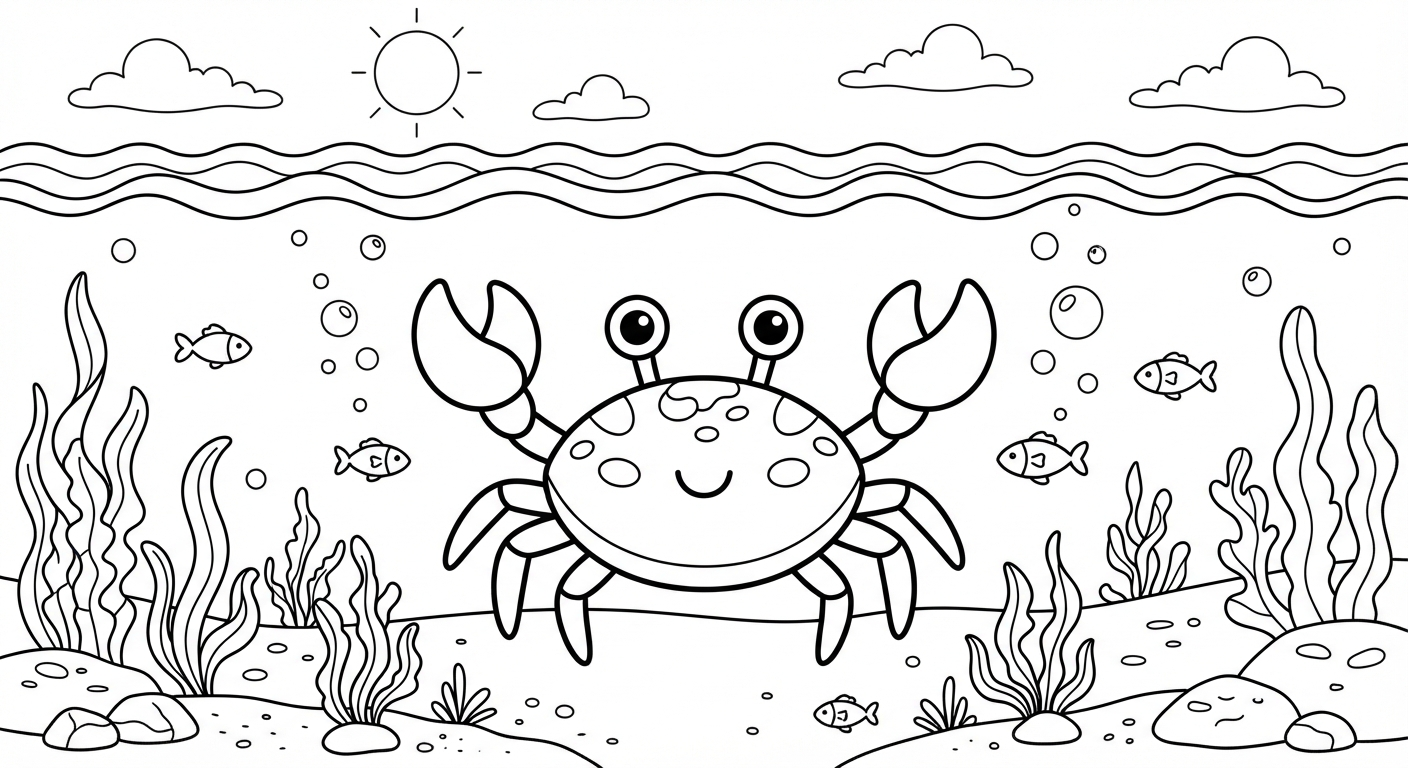 Crab printable coloring picture