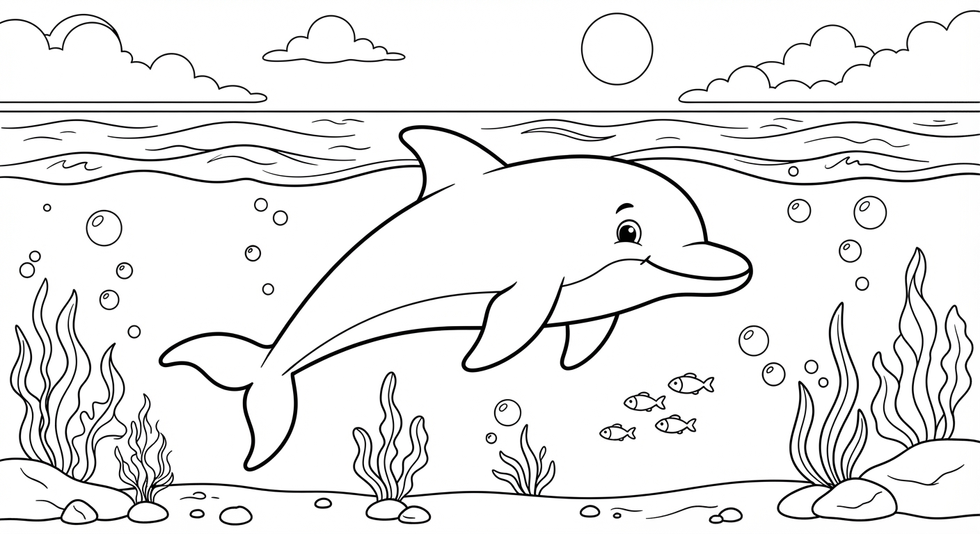 Dolphin printable coloring picture