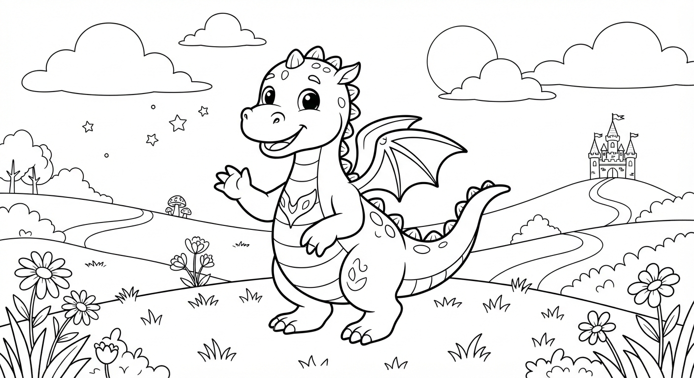 Dragon printable coloring picture