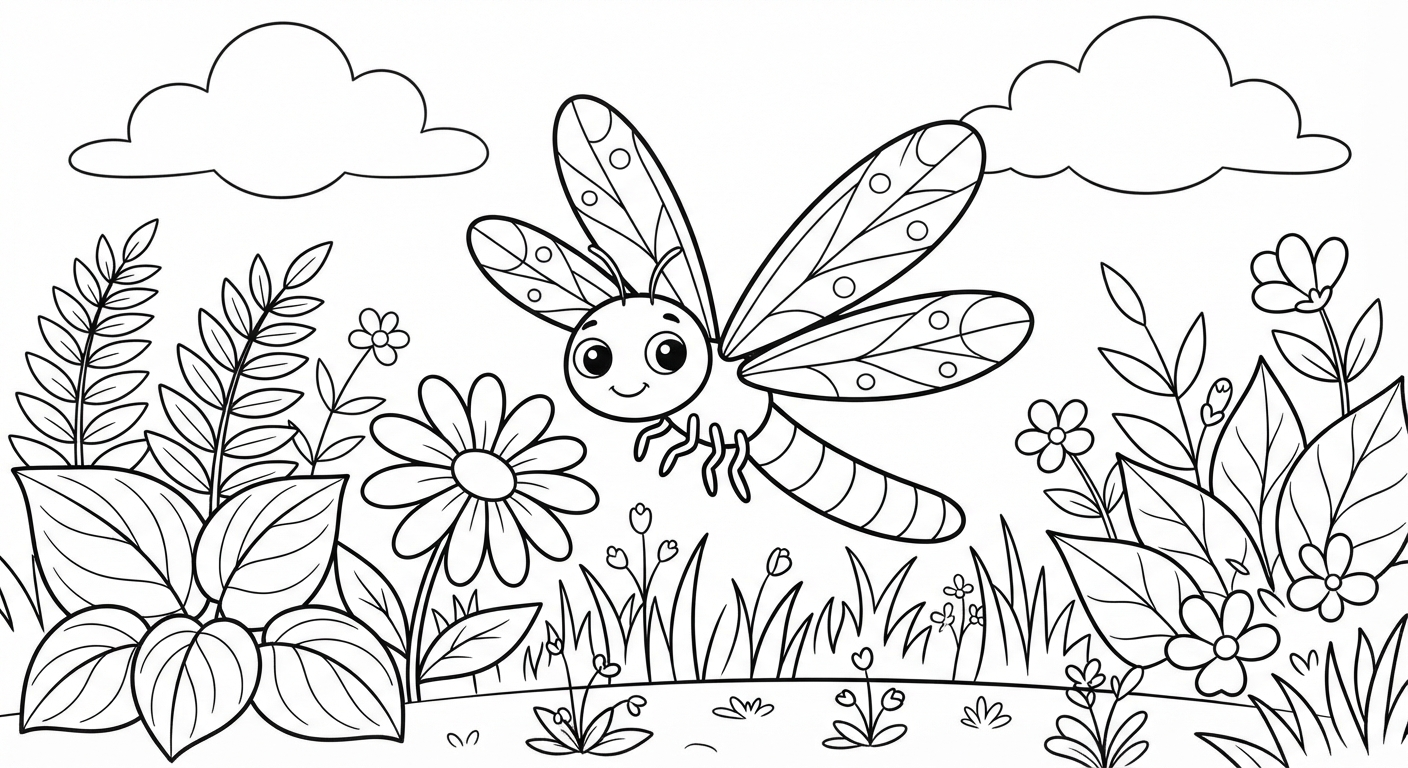 Dragonfly printable coloring picture