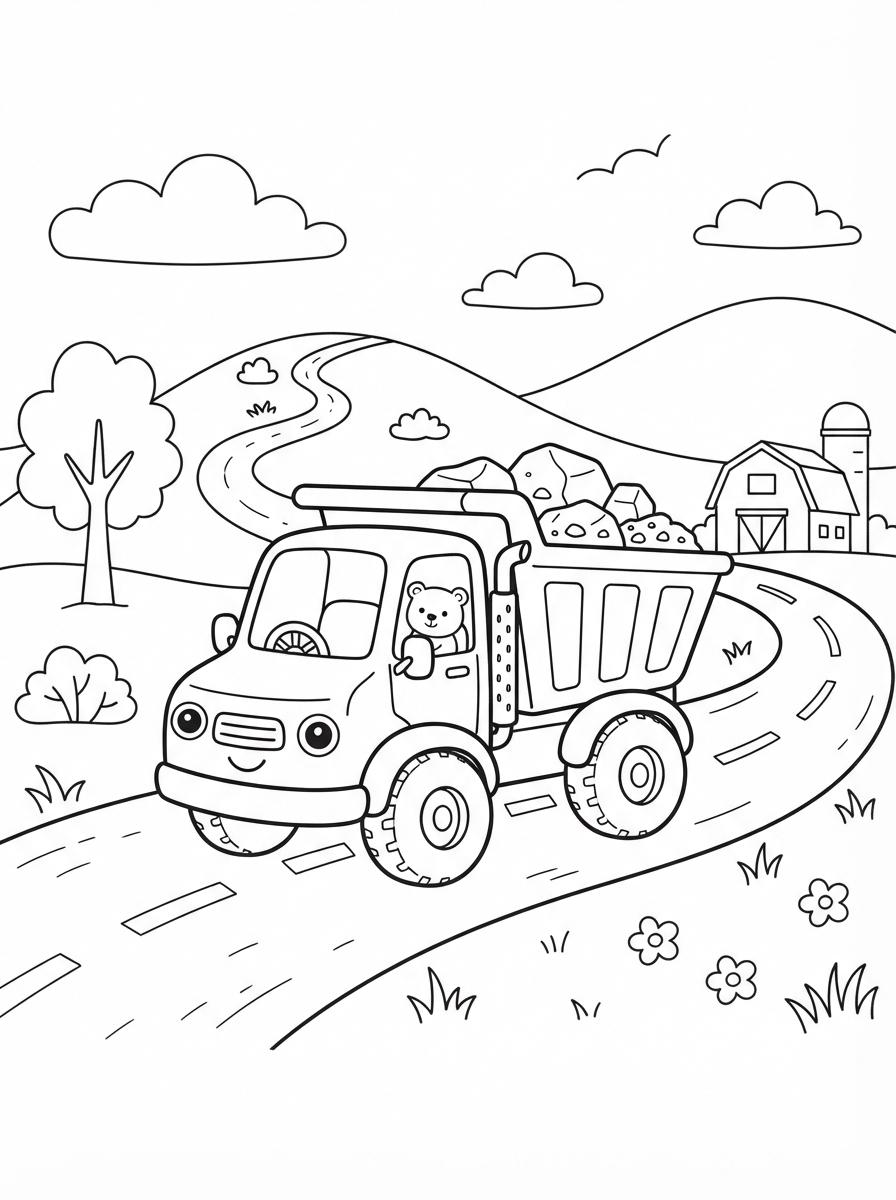 Dump Truck printable coloring picture