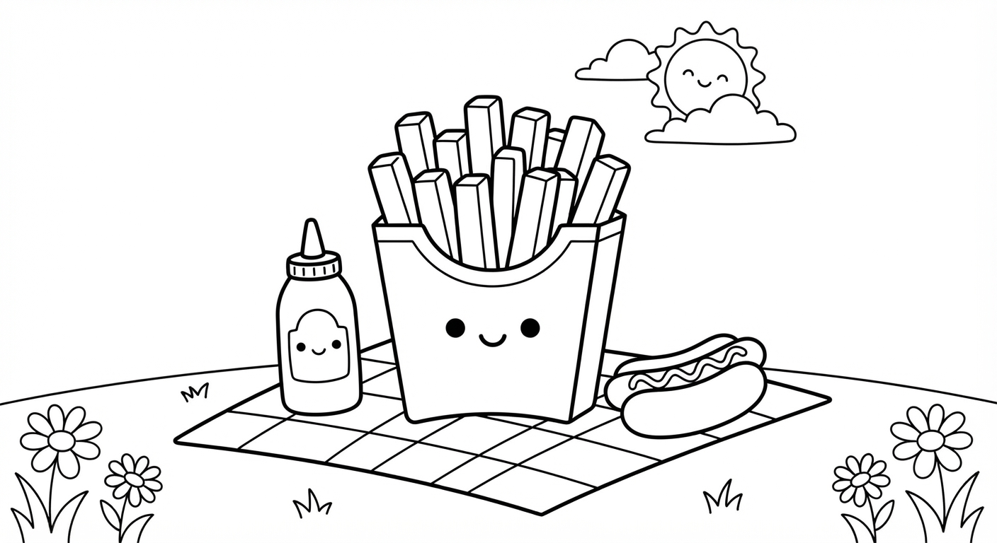 French Fries printable coloring picture