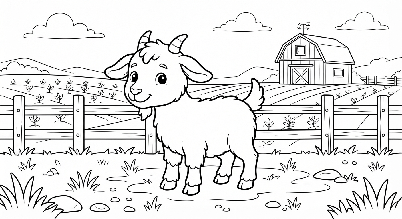 Goat printable coloring picture