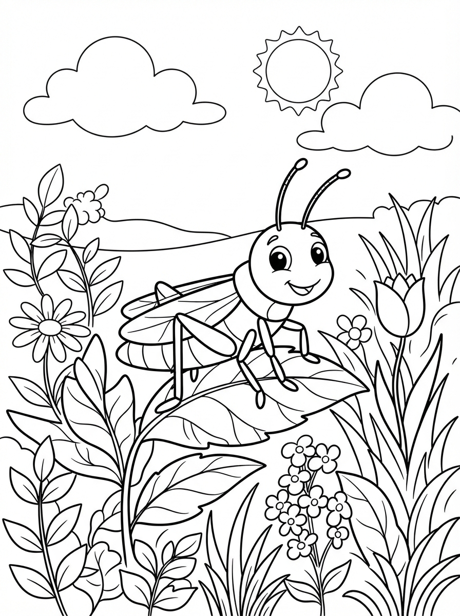 Grasshopper printable coloring picture