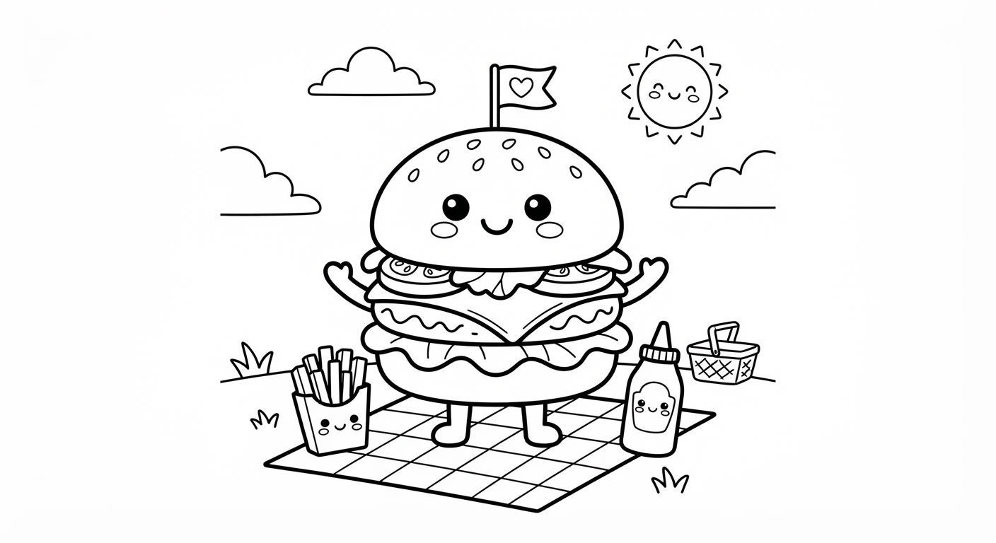Hamburger printable coloring picture