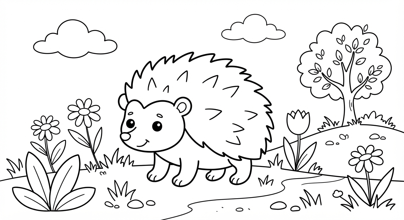 Hedgehog printable coloring picture