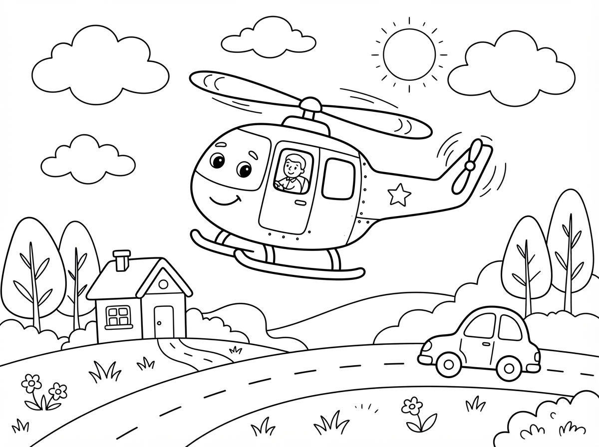 Helicopter printable coloring picture