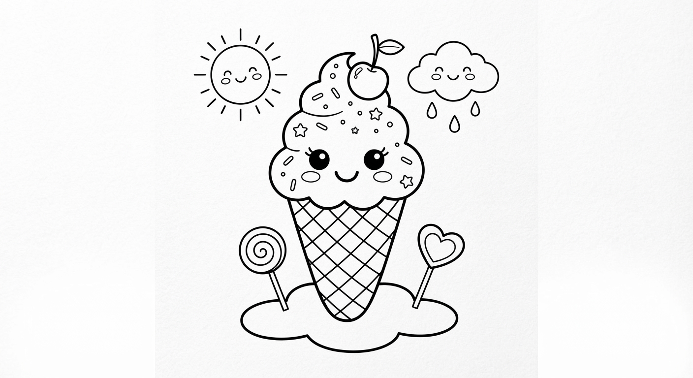 Ice Cream printable coloring picture