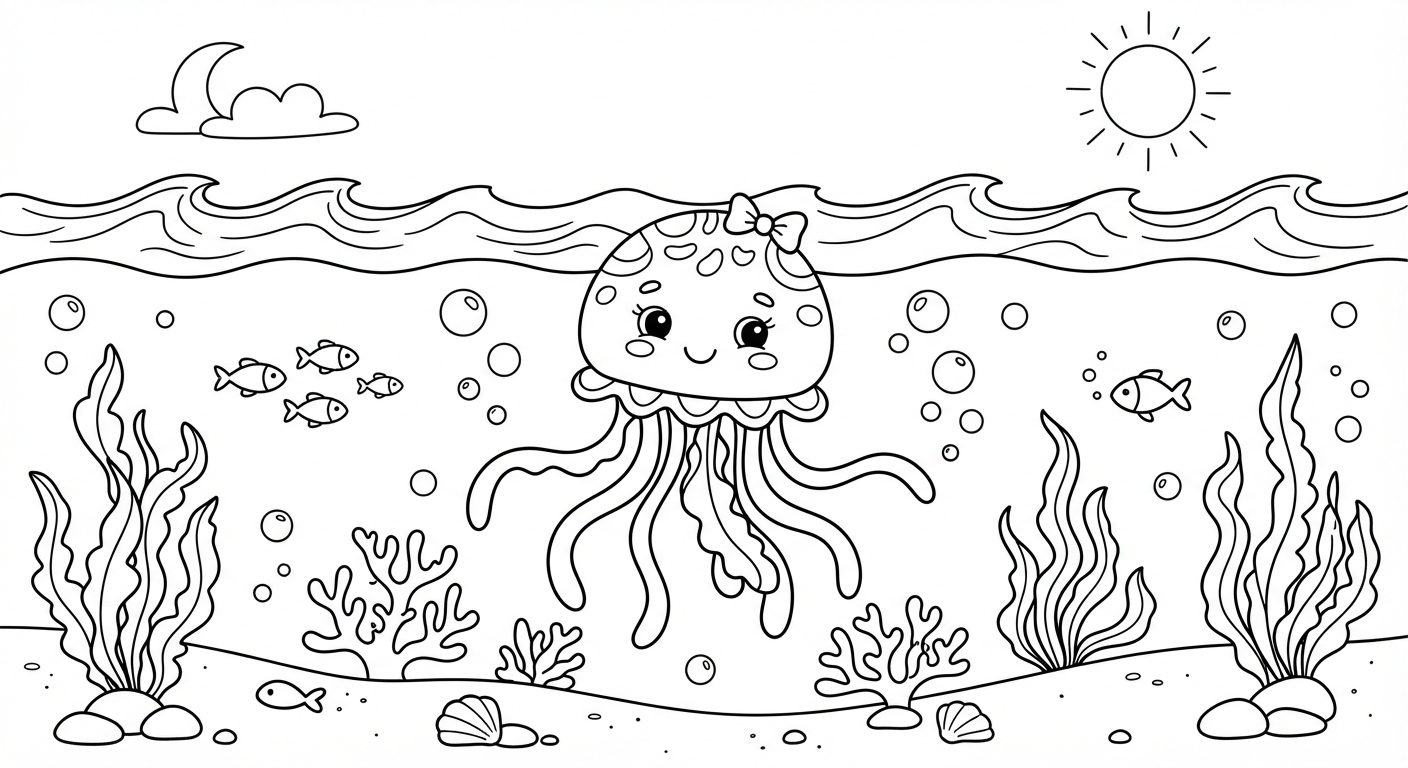 Jellyfish printable coloring picture