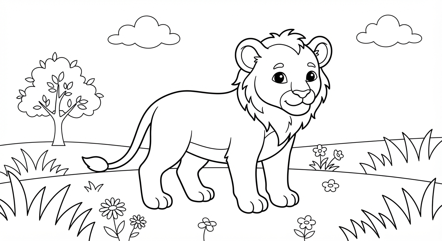 Lion printable coloring picture