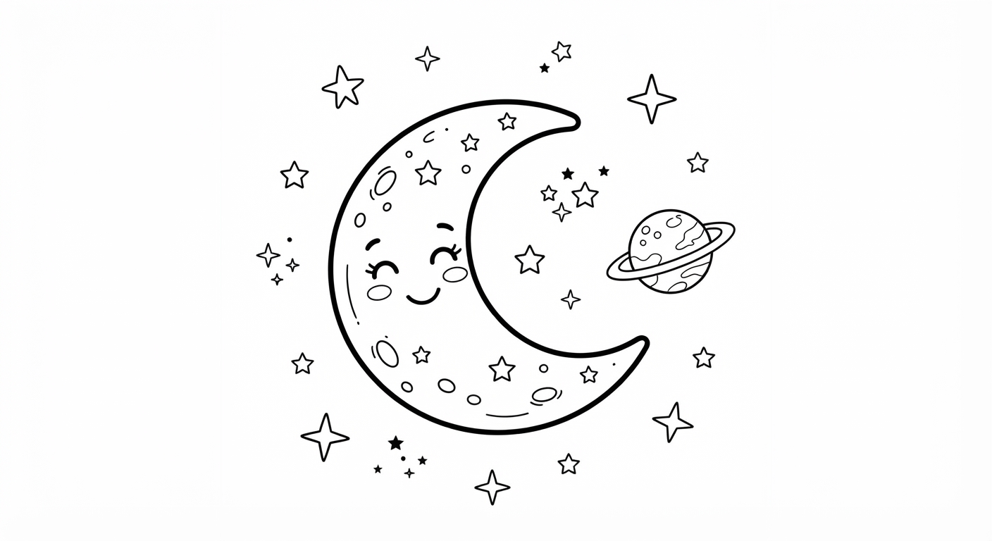 Moon printable coloring picture