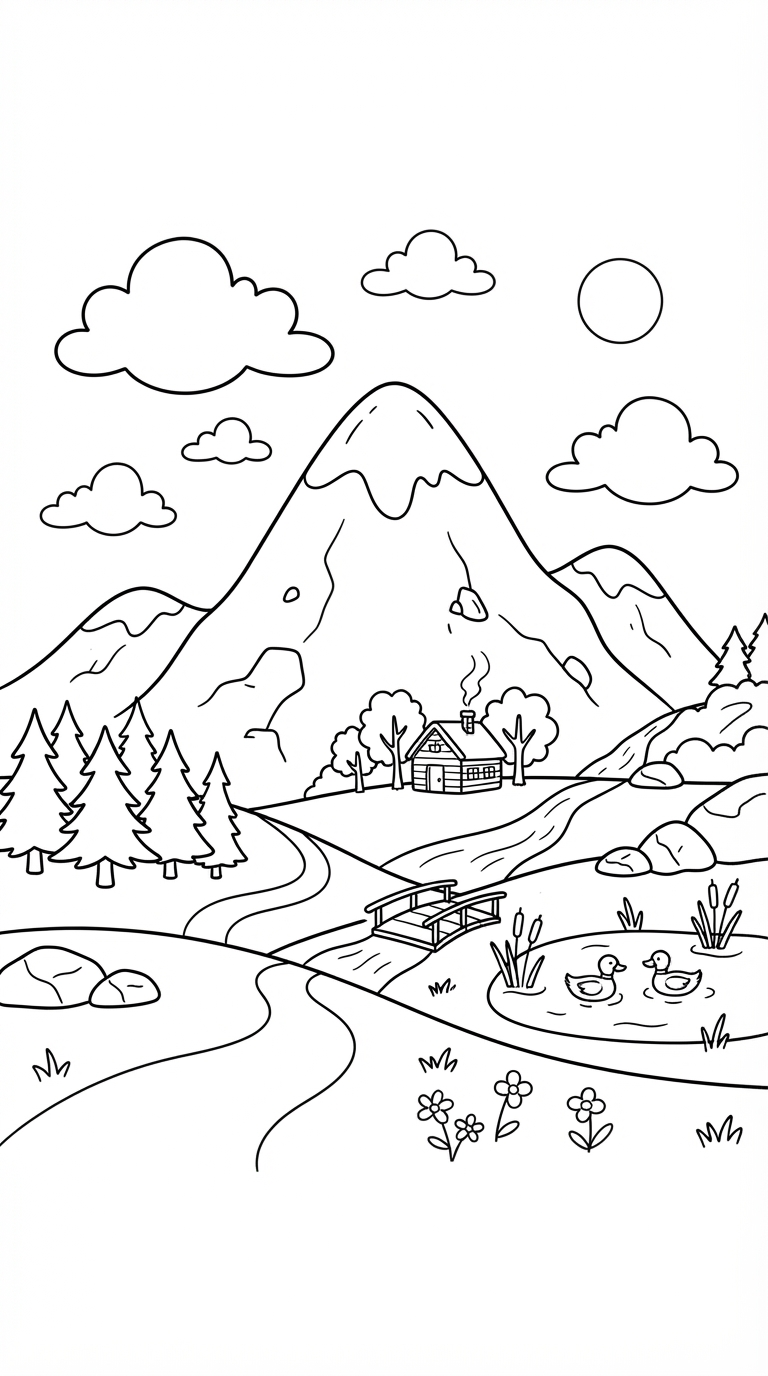 Mountain printable coloring picture