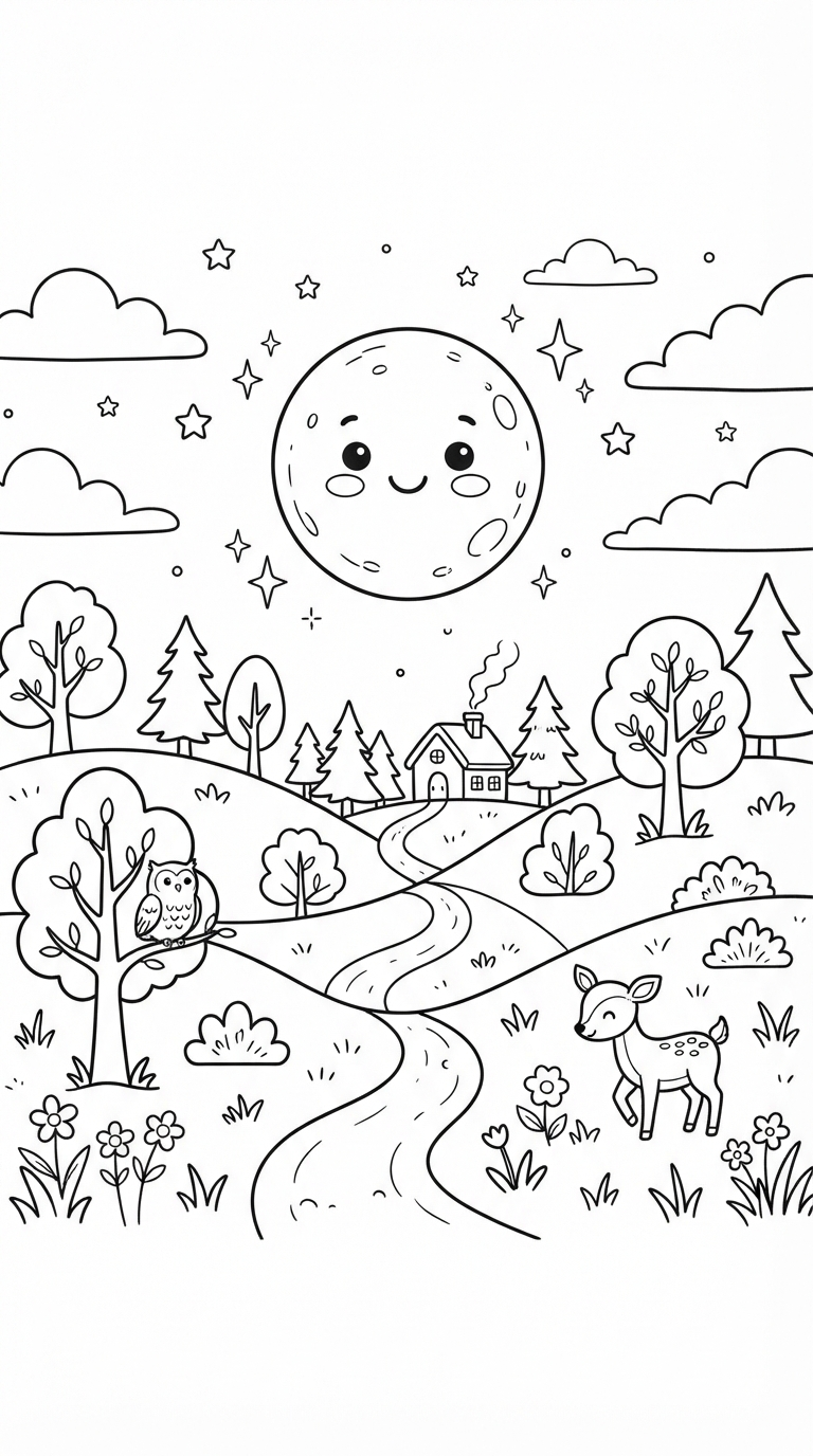 Moon printable coloring picture