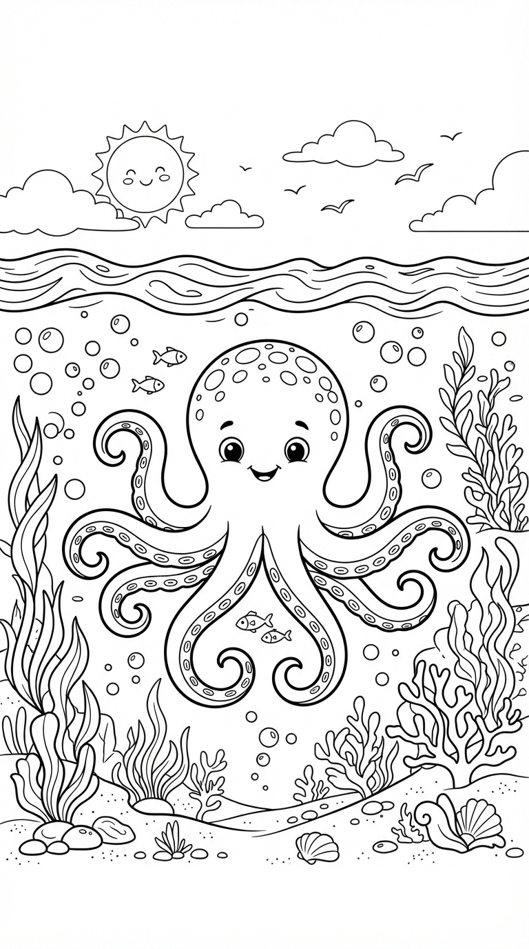 Octopus printable coloring picture