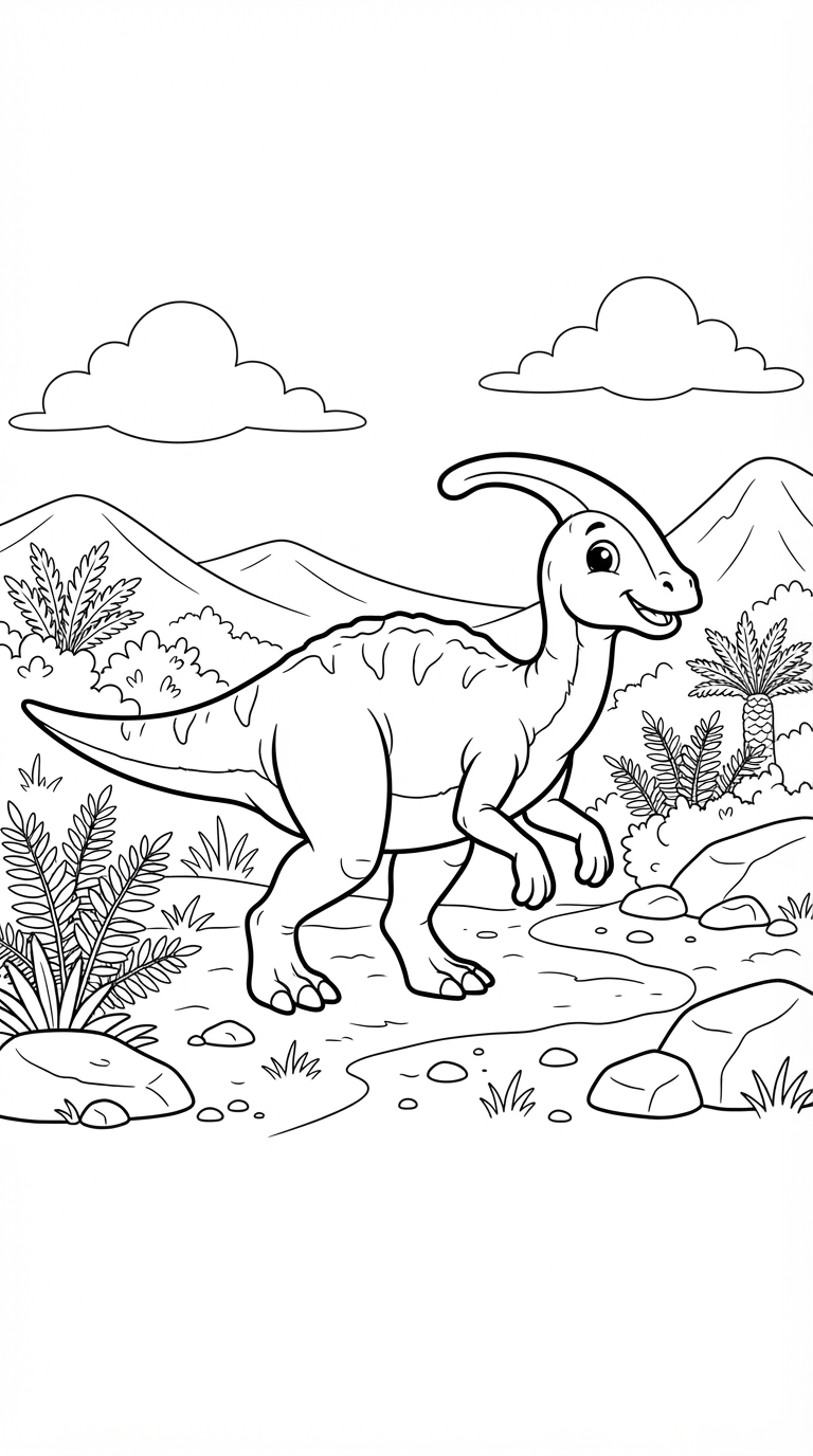 Parasaurolophus printable coloring picture