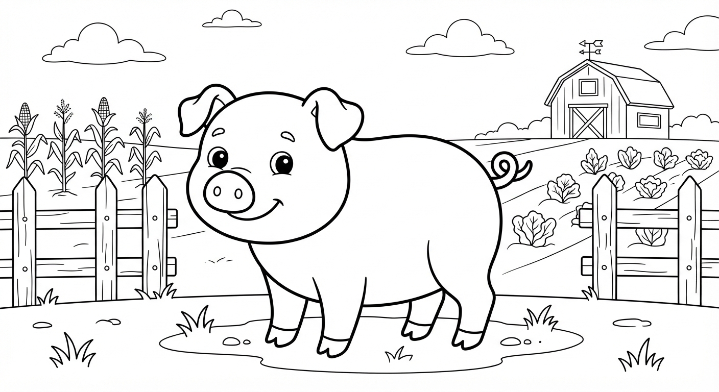 Pig printable coloring picture