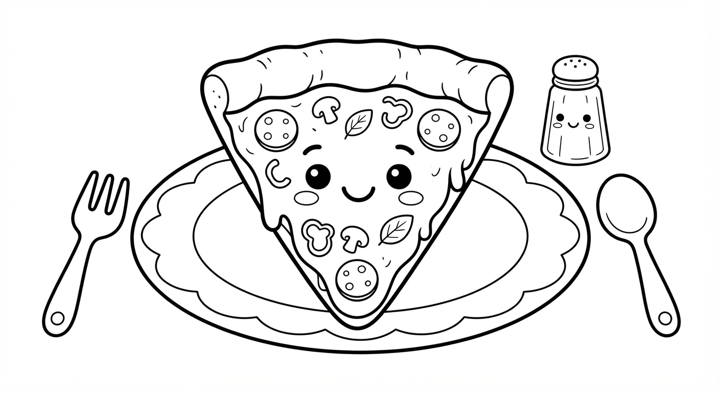 Pizza printable coloring picture