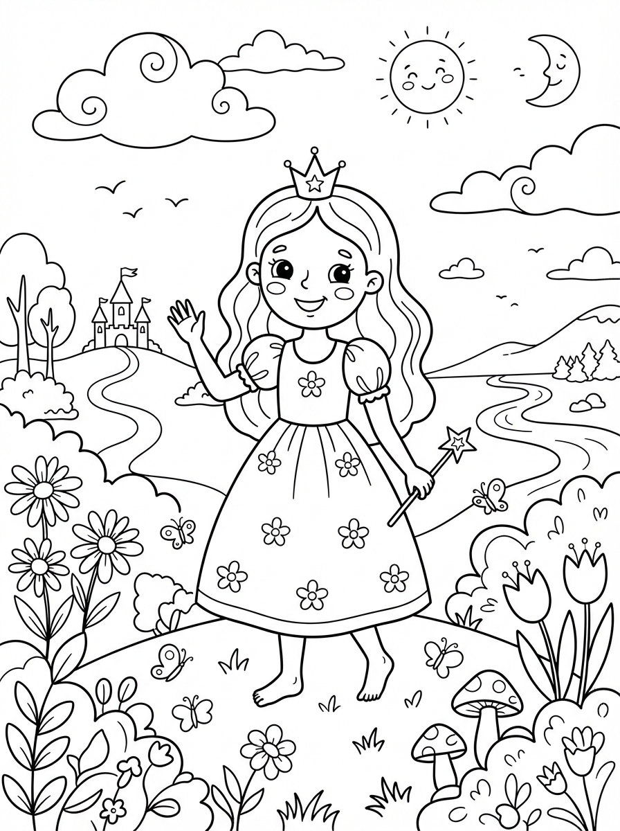 Princess printable coloring picture