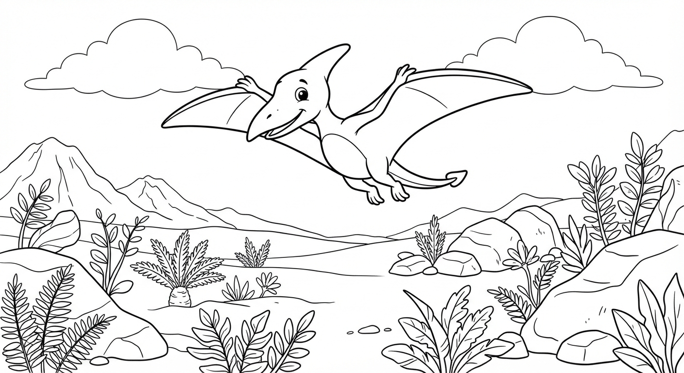 Pterodactyl printable coloring picture