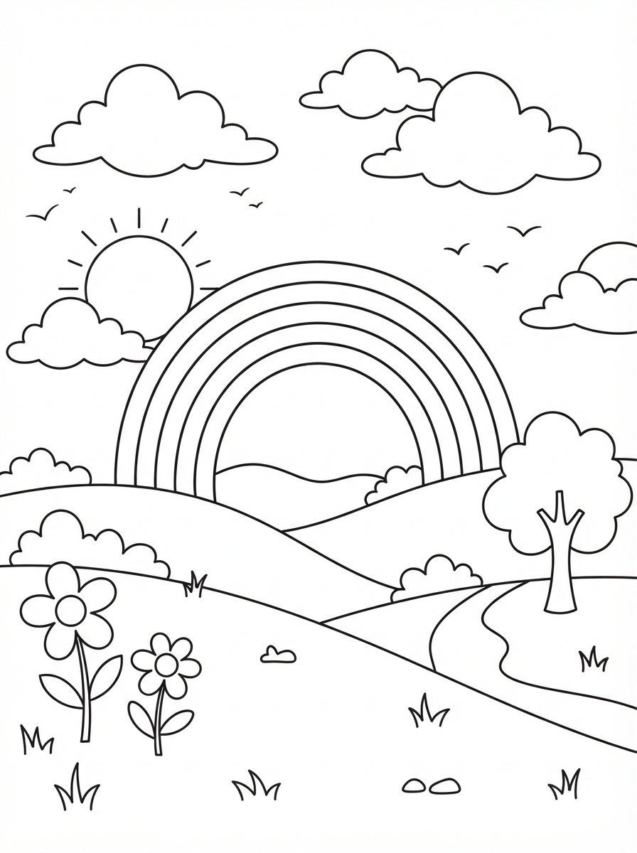 Rainbow Arch printable coloring picture