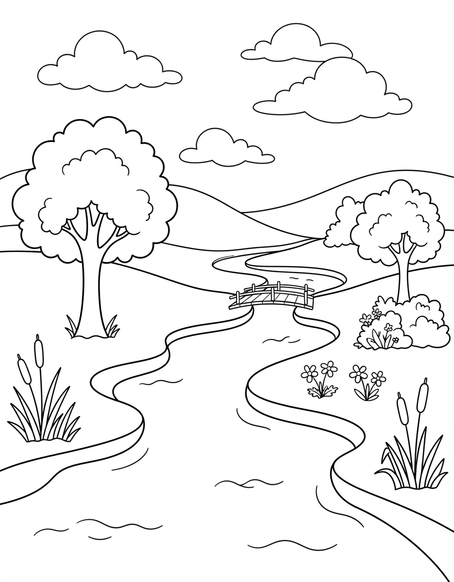 River printable coloring picture