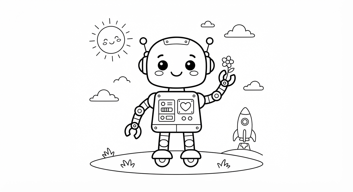 Robot printable coloring picture