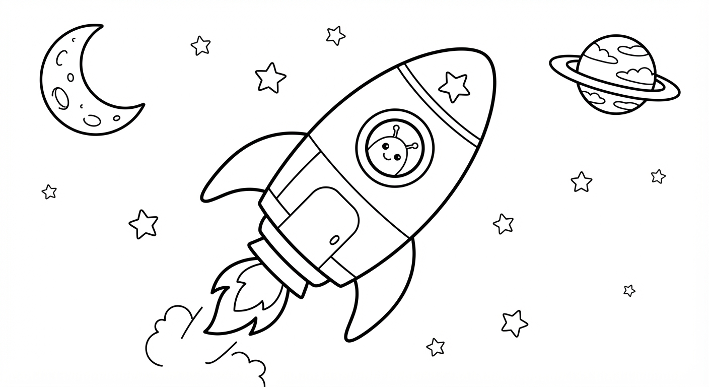 Rocket printable coloring picture
