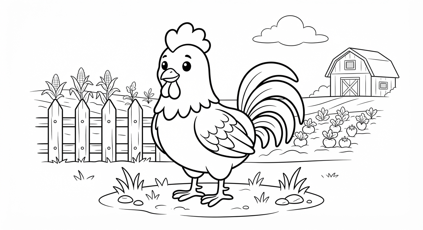 Rooster printable coloring picture