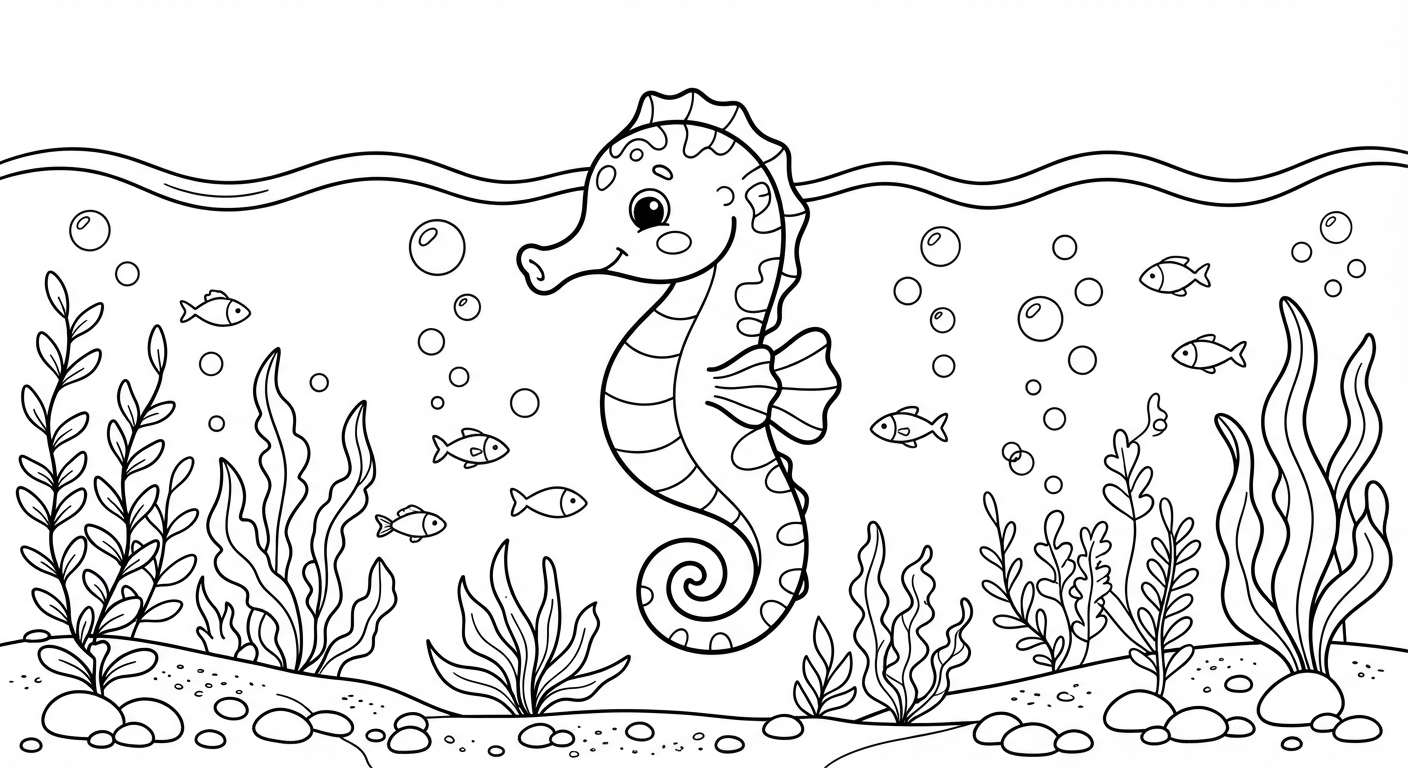 Seahorse printable coloring picture
