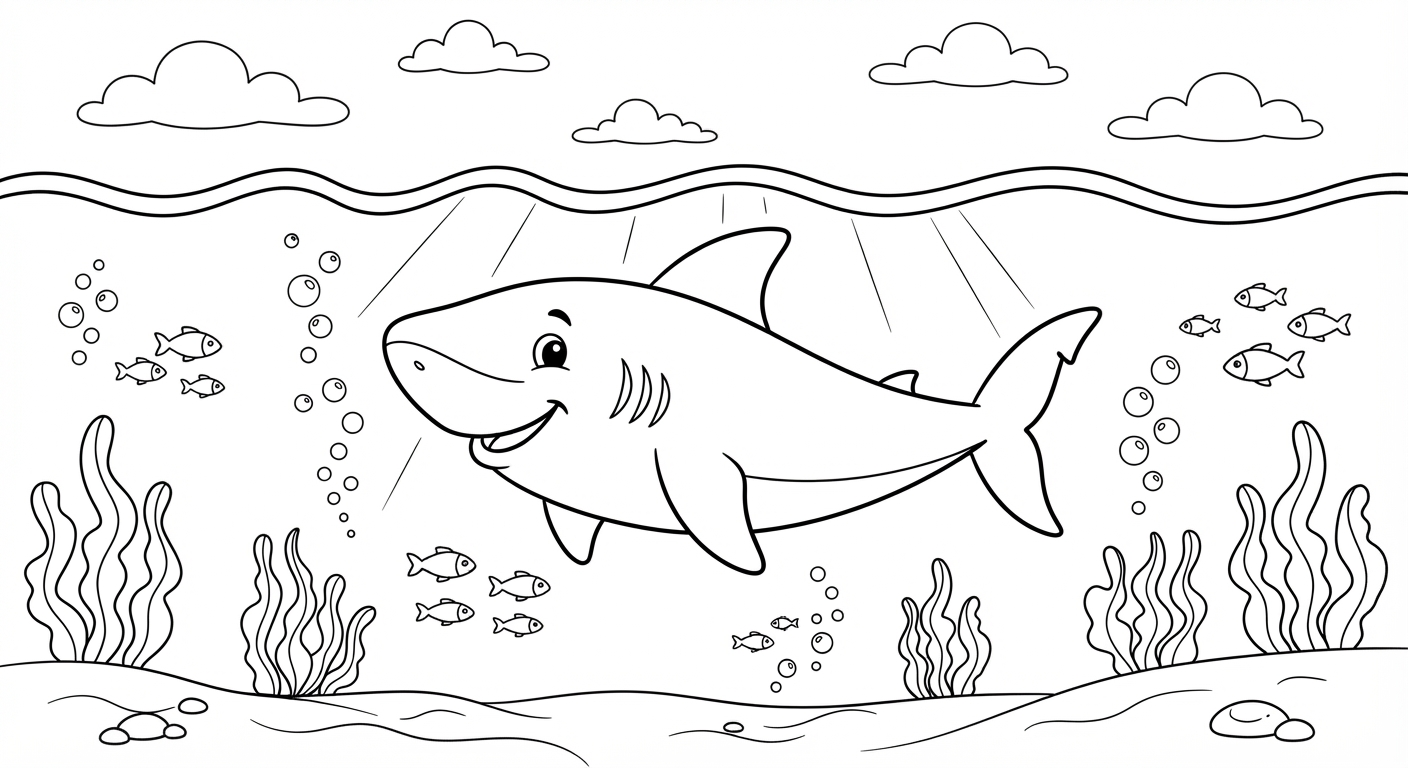 Shark printable coloring picture