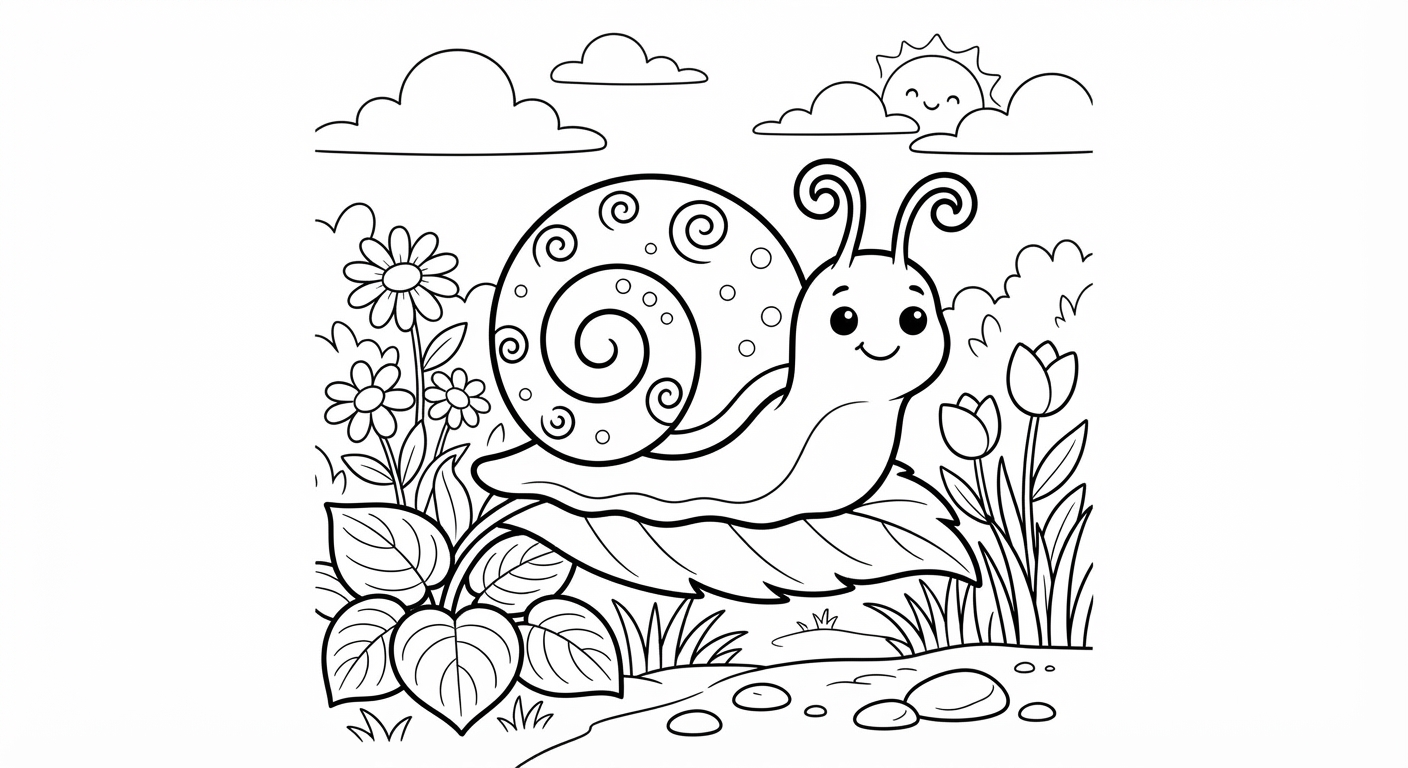 Snail printable coloring picture