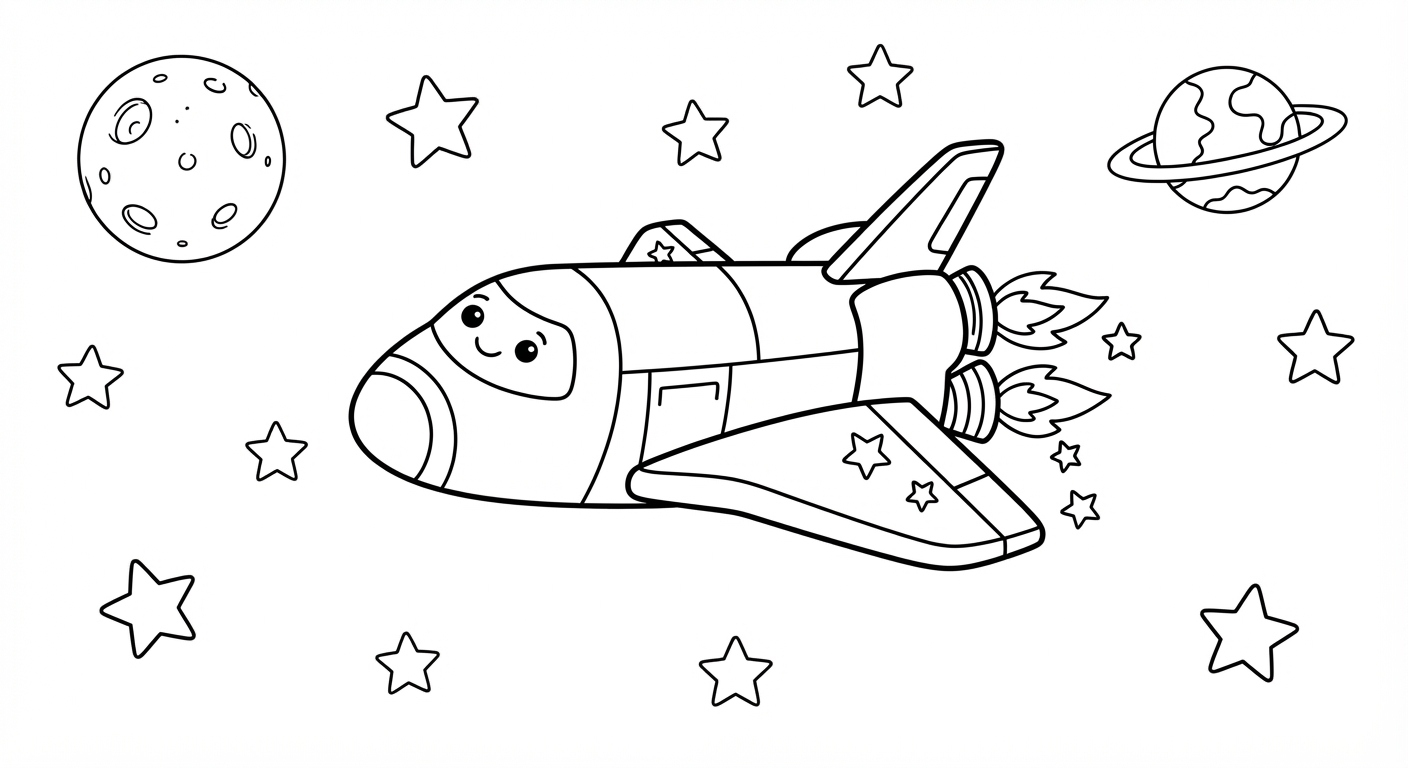 Space Shuttle printable coloring picture