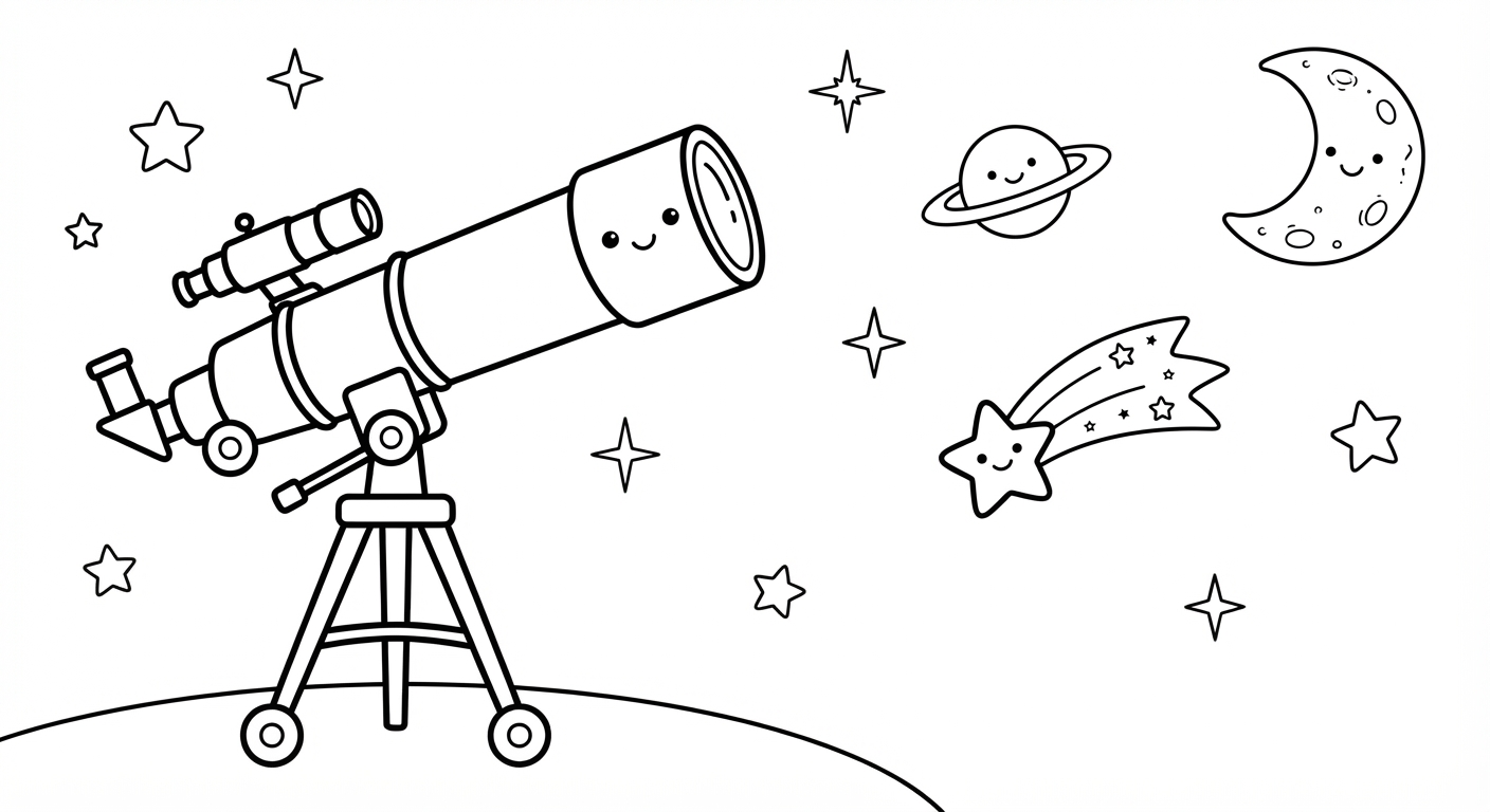 Telescope printable coloring picture