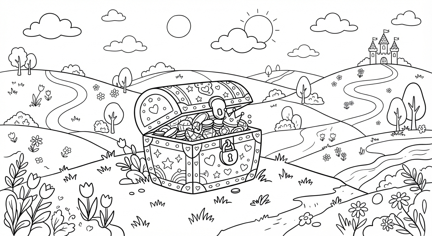 Treasure printable coloring picture