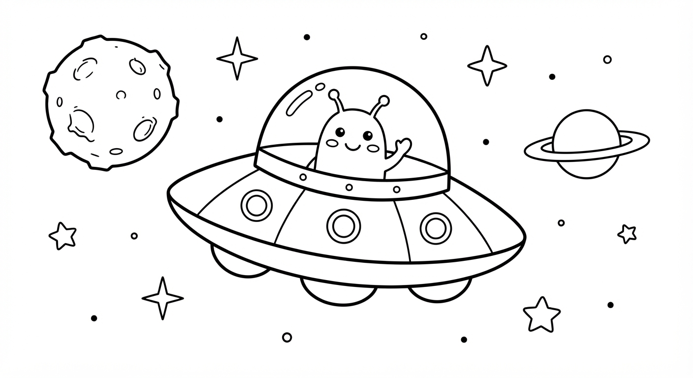 UFO printable coloring picture