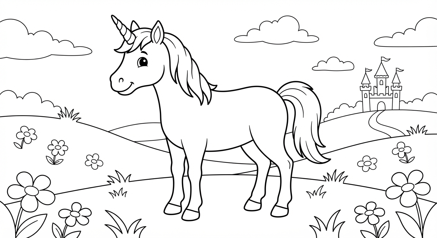 Unicorn printable coloring picture