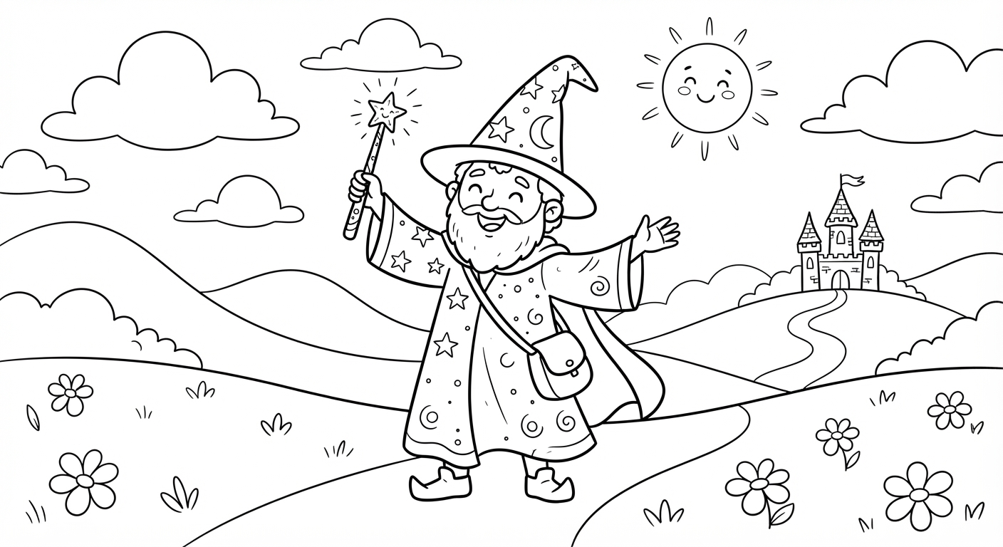 Wizard printable coloring picture